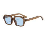 HPIRME Fashion Rivet Glasses for Men Fashion Vintage Women Luxury Punk Big Frame Shades(Brown-Blue)