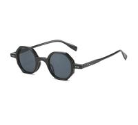 HPIRME Fashion Round Glasses Women Men Punk Vintage Female Small Frame Shades Uv400(C1Black-Black)