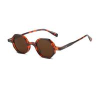 HPIRME Fashion Round Glasses Women Men Punk Vintage Female Small Frame Shades Uv400(C7Leopard-Brown)