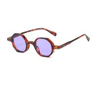 HPIRME Fashion Round Glasses Women Men Punk Vintage Female Small Frame Shades Uv400(C8Leopard-Purple)
