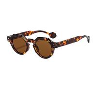 HPIRME Fashion Round Glasses Women Vintage Men Luxury Punk Multicolor Steampunk(Leopard-Brown)