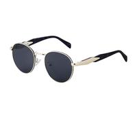 HPIRME Fashion Round Metal Frame Glasses Women Men Luxury Oval Punk for Ladies Vintage Shades Uv400(C1GoldGray)