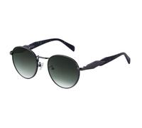 HPIRME Fashion Round Metal Frame Glasses Women Men Luxury Oval Punk for Ladies Vintage Shades Uv400(C6GunGrayGreen)