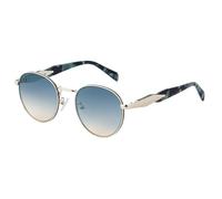 HPIRME Fashion Round Metal Frame Glasses Women Men Luxury Oval Punk for Ladies Vintage Shades Uv400(C5GoldGreenOrange)