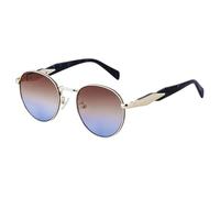 HPIRME Fashion Round Metal Frame Glasses Women Men Luxury Oval Punk for Ladies Vintage Shades Uv400(C7GoldBrownBlue)