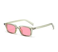 HPIRME Fashion Small Rectangle Glasses Women Candy Color Shades Uv400 Retro Rivets Men Punk(Green pink)