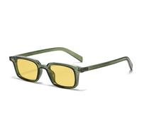 HPIRME Fashion Small Rectangle Glasses Women Candy Color Shades Uv400 Retro Rivets Men Punk(Green yellow)