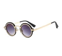 HPIRME Fashion Small Round Men Punk Glasses Retro Clear Gradient Shades Uv400 Women(Black gray gradient)