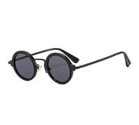 HPIRME Fashion Small Round Men Punk Glasses Retro Clear Gradient Shades Uv400 Women(Black grey)