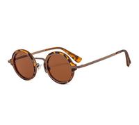 HPIRME Fashion Small Round Men Punk Glasses Retro Clear Gradient Shades Uv400 Women(Leopard tea)
