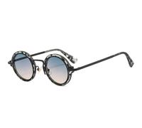 HPIRME Fashion Small Round Men Punk Glasses Retro Clear Gradient Shades Uv400 Women(Pattern green tea)