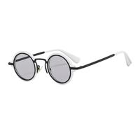 HPIRME Fashion Small Round Men Punk Glasses Retro Clear Gradient Shades Uv400 Women(White light gray)
