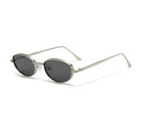 HPIRME Fashion Small Round Retro Glasses Women Vintage Punk for Men Outdoor Shades(Silver Black)