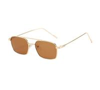HPIRME Fashion Square Sunglasses Men Women Metal Sun Glasses Retro(C3)