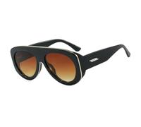 HPIRME Fashion Sunglasses Women Large Frame Uv400 Oval(C5Black tea)