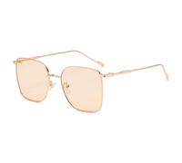 HPIRME Fashion Sunglasses Women Vintage Retro Square Thin Shadow Metal Uv400(clear brown)