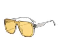 HPIRME Fashion Vintage Luxury Glasses Women for Men Punk Big Frame Uv400(Gray-Yellow)