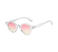 HPIRME Fashion Vintage Round Glasses Women Steam Punk Luxury Men Fashion Round Hip Hop Uv400(Clear-Pink)