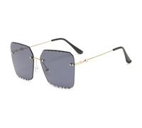 HPIRME Frameless sunglasses, men's and women's quadrilateral large frame cut edge sunglasses,C1,one size