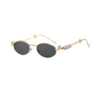 HPIRME Glasses Vintage Metal Uv400 Jelly Color Shades Fashion(Gold-Black)