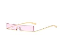 HPIRME Half Frame Small Rectangle Sunglasses Women One Piece Shades Men