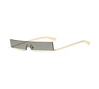 HPIRME Half Frame Small Rectangle Sunglasses Women One Piece Shades Men,Golden Grey,one size
