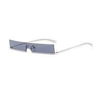 HPIRME Half Frame Small Rectangle Sunglasses Women One Piece Shades Men,Silver Grey,one size
