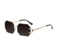 HPIRME Hip Hop Style Rimless Geometric Fashion Street Shot Lens Pc Frame,(Black)