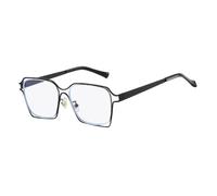 HPIRME Hollow-out Oversized Sunglasses Iridescent Two-tone Rectangular Frame Retro(black)