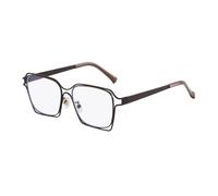 HPIRME Hollow-out Oversized Sunglasses Iridescent Two-tone Rectangular Frame Retro(coffee)