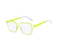 HPIRME Hollow-out Oversized Sunglasses Iridescent Two-tone Rectangular Frame Retro(neon green)