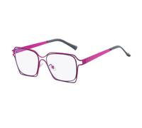 HPIRME Hollow-out Oversized Sunglasses Iridescent Two-tone Rectangular Frame Retro(rose red)