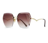 HPIRME Irregular Glasses Women Gradient Fashion Female Rimless Metal Curved Temples(2)