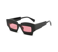 HPIRME Irregular Oversized Sunglasses For Women Big Frame Square Sun Glasses Female Goggle Shades UV400,Black Pink,one size
