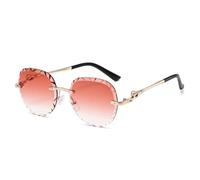 HPIRME Luxury Frameless Round Gradient Women Sunglasses Head Wave Pattern Men Uv400(orange)