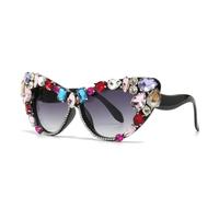 HPIRME Luxury Ladies Cat Eye Sunglasses Women Men Vintage Big Frame(C3)