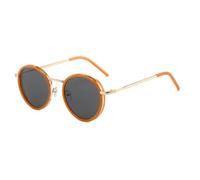 HPIRME Luxury Metal Round Glasses Women for Men Vintage Punk Small Frame Hip Hop Uv400(Brown-Black)