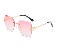 HPIRME Luxury Oversized Sunglasses for Women Outdoor Vintage Rimless Frame with Gradient Metal(Pink)