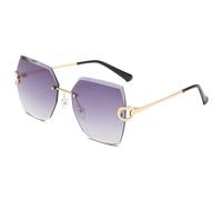 HPIRME Luxury Oversized Sunglasses for Women Outdoor Vintage Rimless Frame with Gradient Metal(Purple)