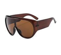HPIRME Luxury Retro Big Frame Women Shades Uv400 Men One Piece(Brown-Brown)