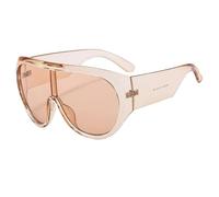 HPIRME Luxury Retro Big Frame Women Shades Uv400 Men One Piece(ClearBrown-Brown)