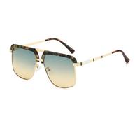 HPIRME Luxury Shell Gradient Oval Women Glasses Retro Double-bridge Thin Frame Men Uv400(green yellow)