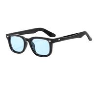 HPIRME Luxury Small Frame Glasses Women Rivet Men Vintage Punk Uv400(Black-Blue)