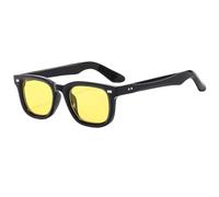 HPIRME Luxury Small Frame Glasses Women Rivet Men Vintage Punk Uv400(Black-Yellow)
