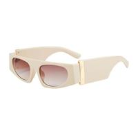 HPIRME Luxury Small Frame Rectangle Glasses Women Vintage Fashion Men Punk Shades Uv400(Beige-LightBrown)