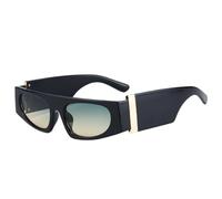 HPIRME Luxury Small Frame Rectangle Glasses Women Vintage Fashion Men Punk Shades Uv400(Black-LightGreen)