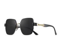 HPIRME Luxury Sunglasses Women Fashion Square Rimless Sun Glasses Female Shades Ladies Uv400(C2 Black Gray)