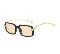 HPIRME Luxury Sunglasses Women Men Retro Metal Small Frame Uv400(Black Champagne)