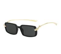 HPIRME Luxury Sunglasses Women Men Retro Metal Small Frame Uv400(Black Gray)