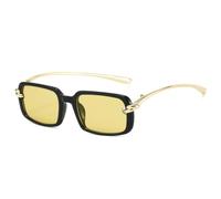 HPIRME Luxury Sunglasses Women Men Retro Metal Small Frame Uv400(Black Yellow)
